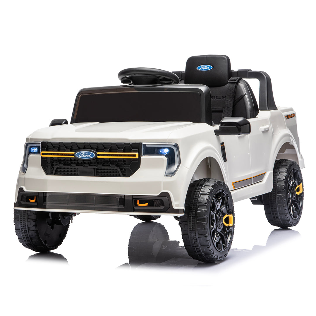Funcid 24V Ride on Toys, Licensed Ford Maverick Lariat 4WD Ride on Cars with Remote Control for Kids 3-5 Aged, Single Seater Electric Car Pickup Truck with Bluetooth, Music & Large Trunk, White