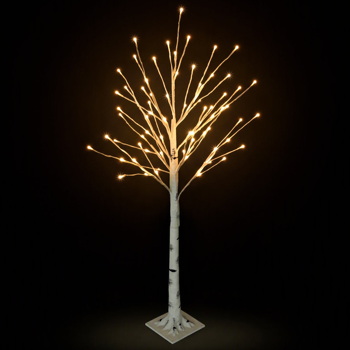 Funcid 4FT Birch Tree with 72 Warm LED Chips, Artificial Pre-lit Trees, w/ Plug-in Warm Lights, Adapted to Bedroom, Living Room, Study, Café, Wedding, the Christmas, Decor for Home Party