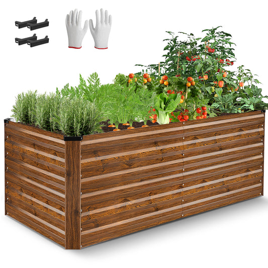 Funcid Galvanized Raised Garden Beds 6ftx3ftx2ft Large Metal Garden Beds Galvanized Steel Planter Box for Vegetables Flowers Herbs