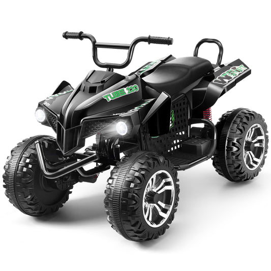 Funcid 24V 7AH Electric Kids ATV, 2 Seater Ride on Car with Steel Frame, Ride on Toy for Big Kids 3-10 Years w/ Bluetooth, Music, LED Lights, Black