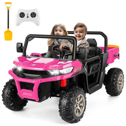 Funcid 24V Kids Ride on Toys with Remote Control, 2WD Ride on UTV Truck Car, Electric Battery Powered Ride on Cars Four Wheels, Bluetooth Music, Pink