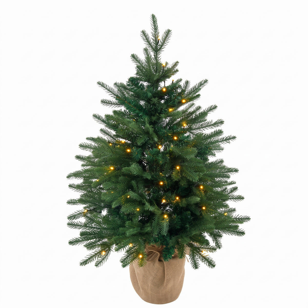 Funcid 3ft Pre-lit Christmas Tree With PE Branch Tips, Artificial Christmas Tree with LED Light, Green Xmas for Home Office, Holiday Decoration